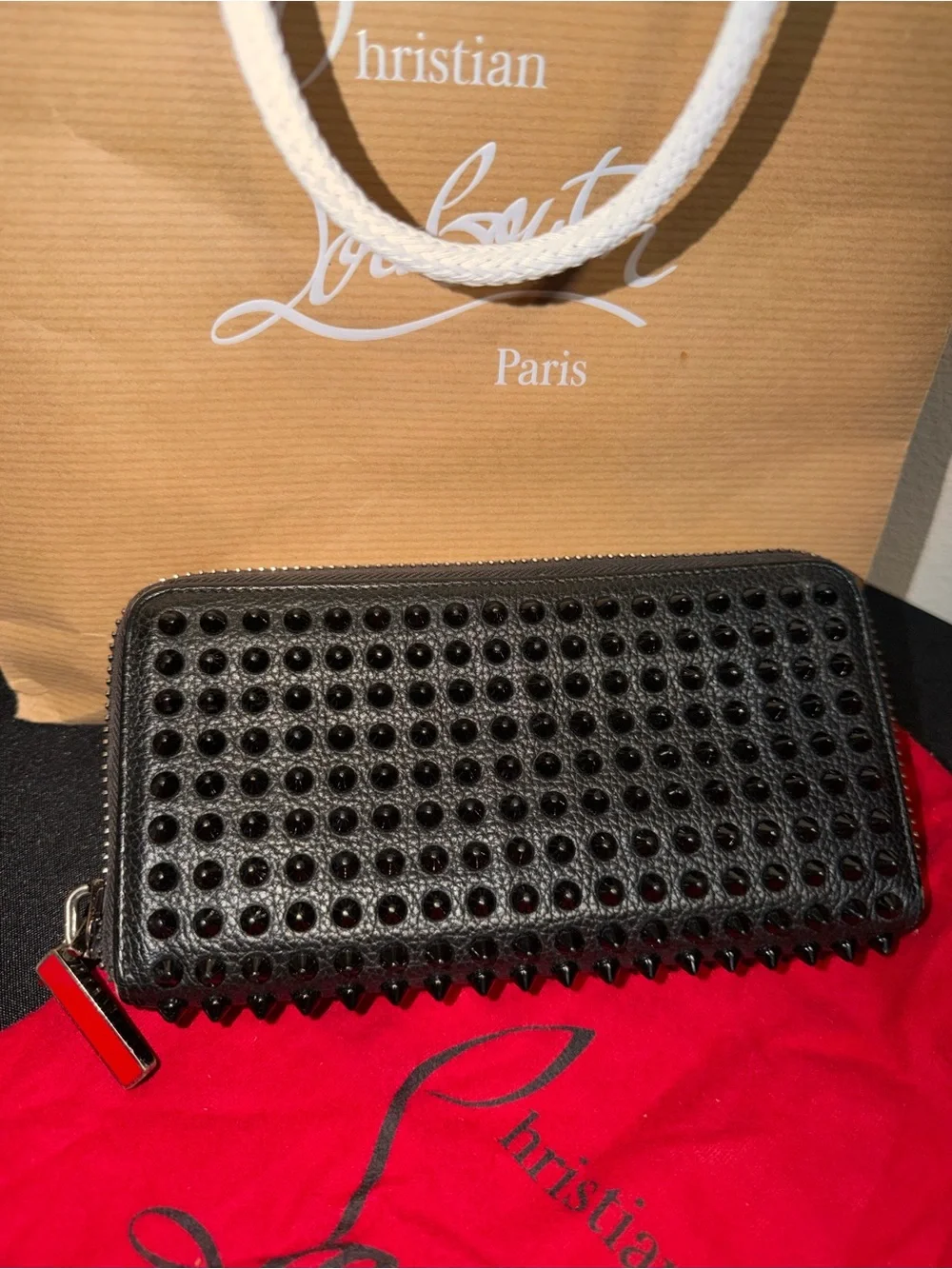 Christian Louboutin Black Spiked Zip-Around Wallet